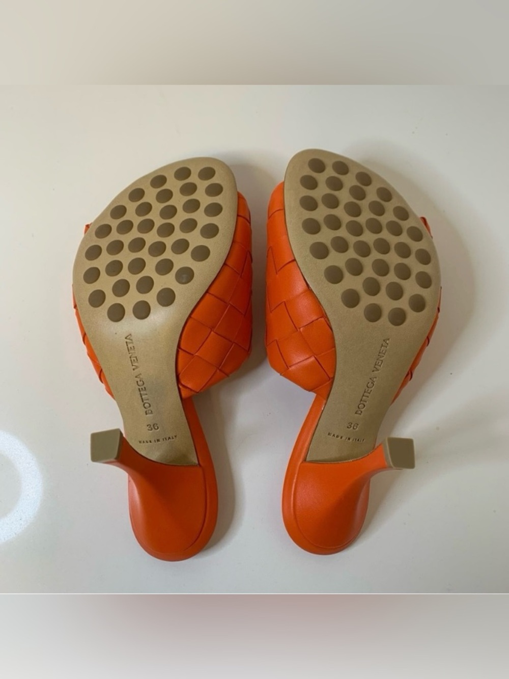 Bottega Veneta Blink Woven Leather Mule Sandals Orange NWT Size 36 - Picture 6 of 10